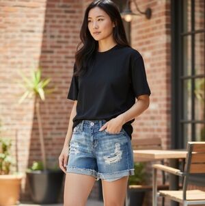 American Eagle Jean Shorts Women’s 0 Super Stretch Ripped Distressed Denim 💵